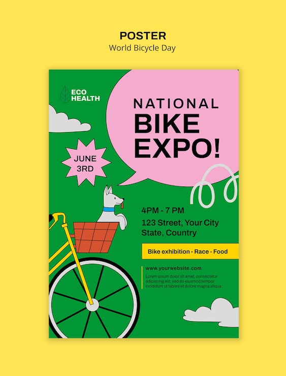PSD gratuito diseño de plantilla para el día mundial de la bicicleta
