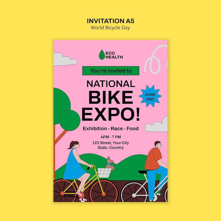 PSD gratuito diseño de plantilla para el día mundial de la bicicleta