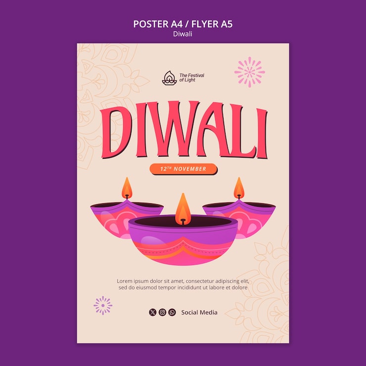 PSD gratuito diseño de plantilla de diwali