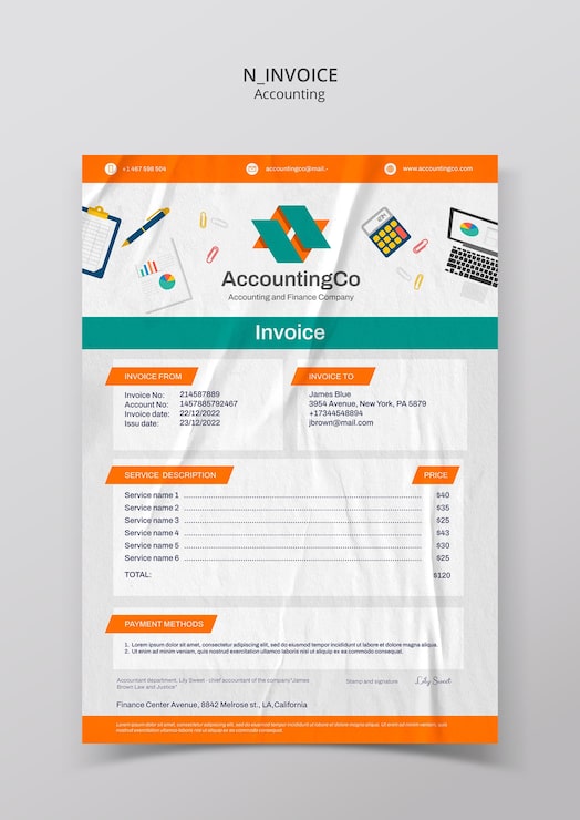 PSD gratuito diseño de la plantilla de la factura contable