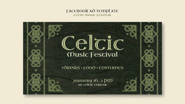PSD gratuito diseño de plantilla de festival de música celta.