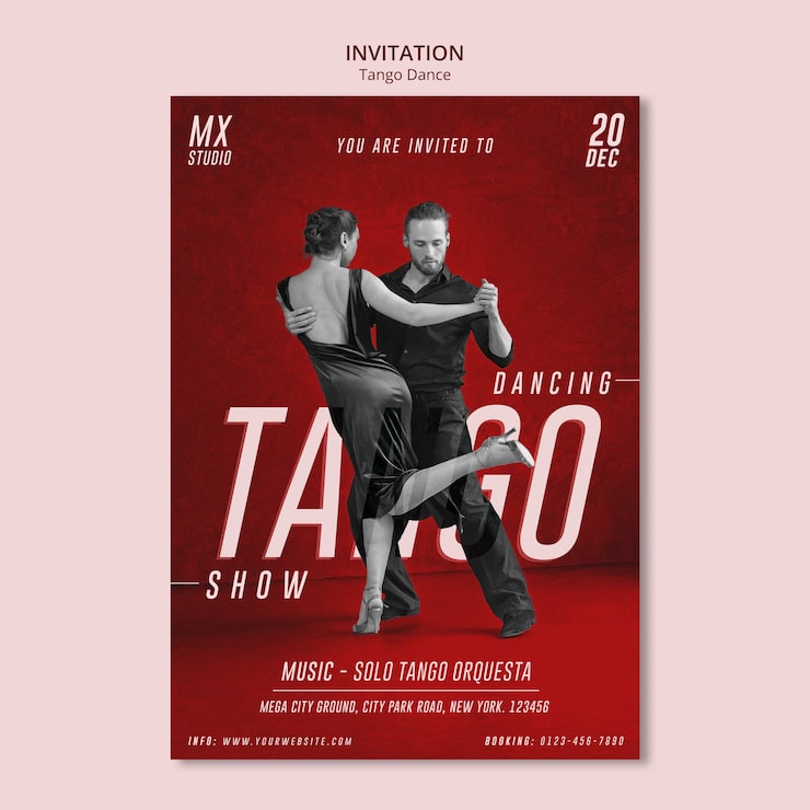 PSD gratuito diseño de plantilla de invitación de estudio de baile