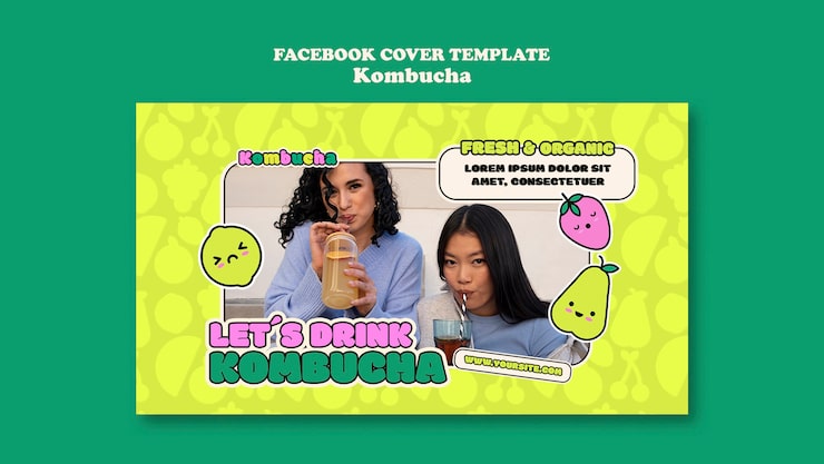 PSD gratuito diseño de plantilla de kombucha