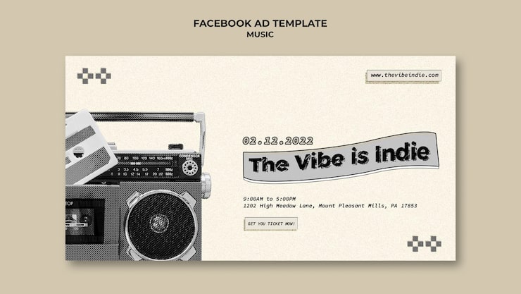 PSD gratuito diseño de plantilla de música indie