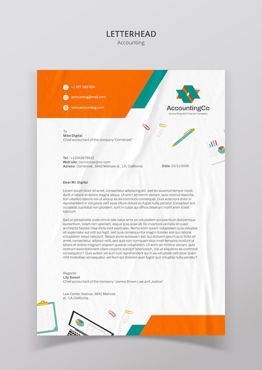 PSD gratuito diseño de la plantilla de papel de carta contable