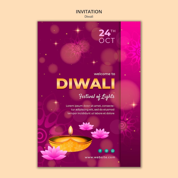 PSD gratuito diseño de plantillas de diwali con gradiente