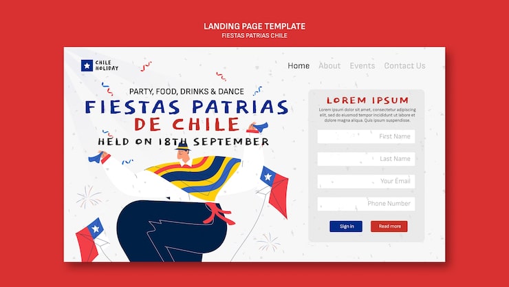 PSD gratuito diseño de plantillas de fiestas patrias chile