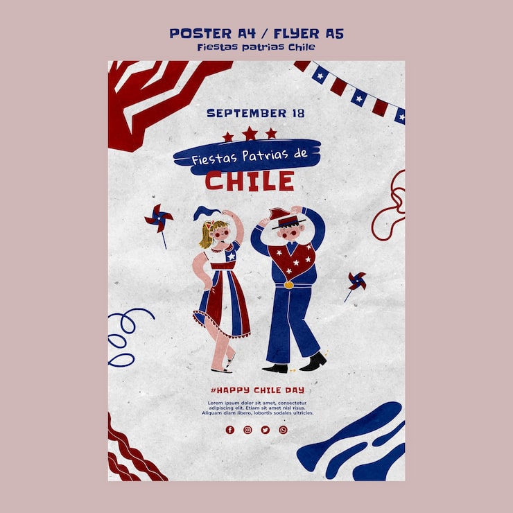 PSD gratuito diseño de plantillas de fiestas patrias chile