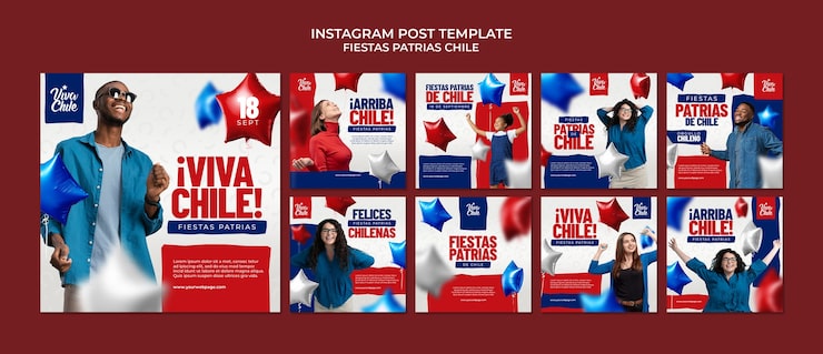 PSD gratuito diseño de plantillas de fiestas patrias chile
