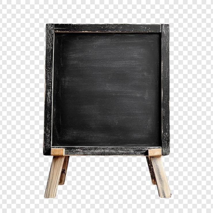 PSD Gratis dudukan easel papan tulis hitam pedesaan untuk pesan menu atau pengumuman