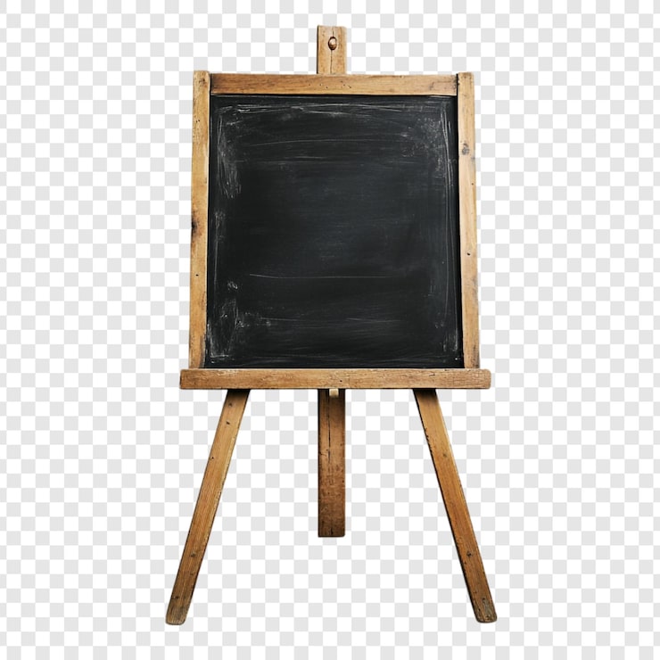 PSD Gratis easel kayu antik dengan papan tulis kosong
