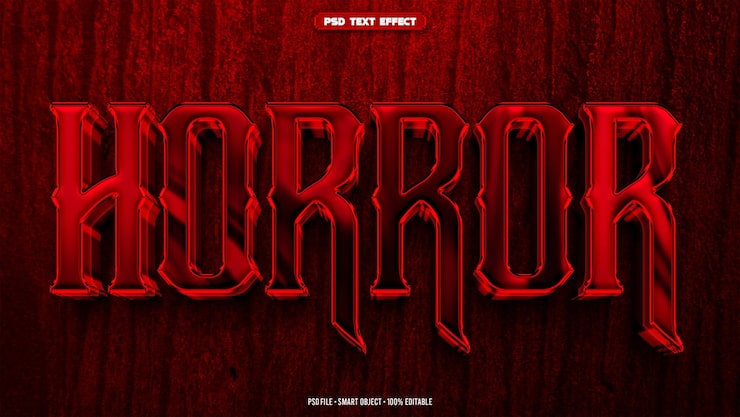 PSD gratuito efecto de texto 3d editable de terror
