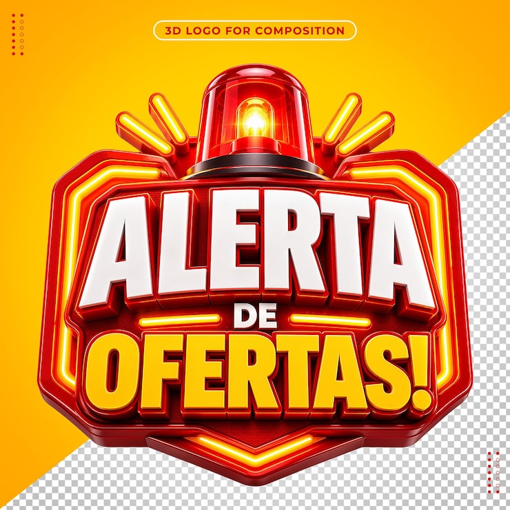 PSD gratuito efecto de texto de dibujo animado 3d "alerta de ofertas"