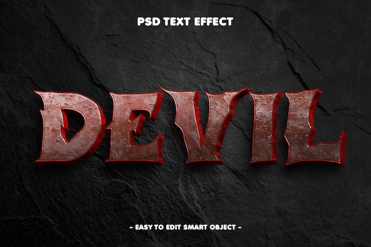 PSD gratuito efecto de texto editable diablo