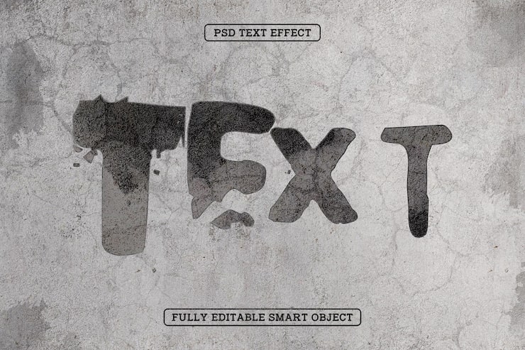 PSD gratuito efecto de texto de pintura de hormigón grunge