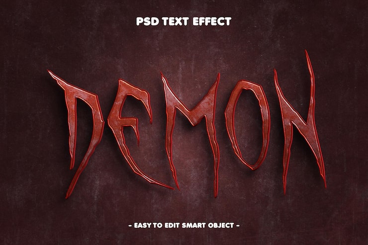 PSD gratuito efecto de texto de terror demoníaco