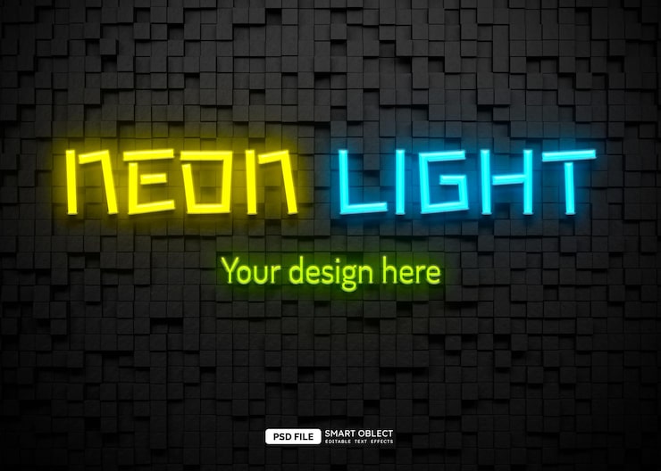 PSD Gratis efek gaya teks cahaya neon