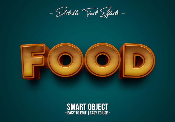 PSD Gratis efek gaya teks makanan