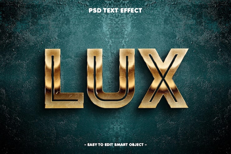 PSD Gratis efek teks lux yang dapat diedit
