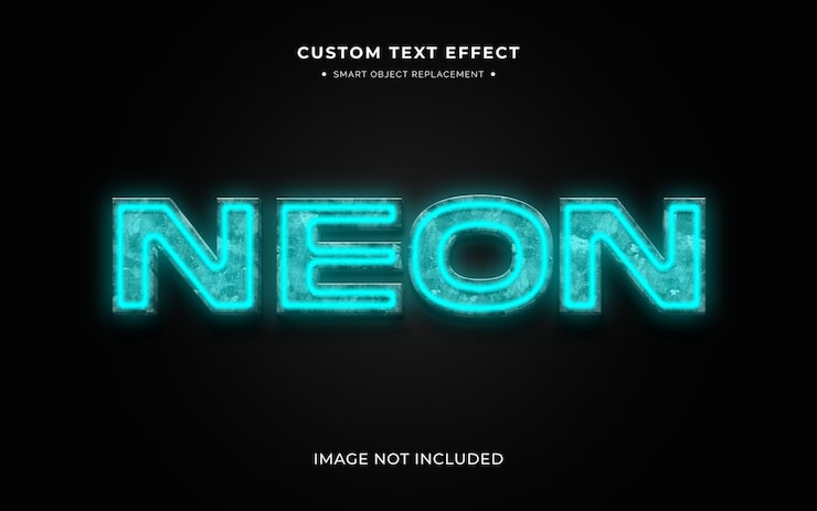 PSD Gratis efek teks neon tabung biru