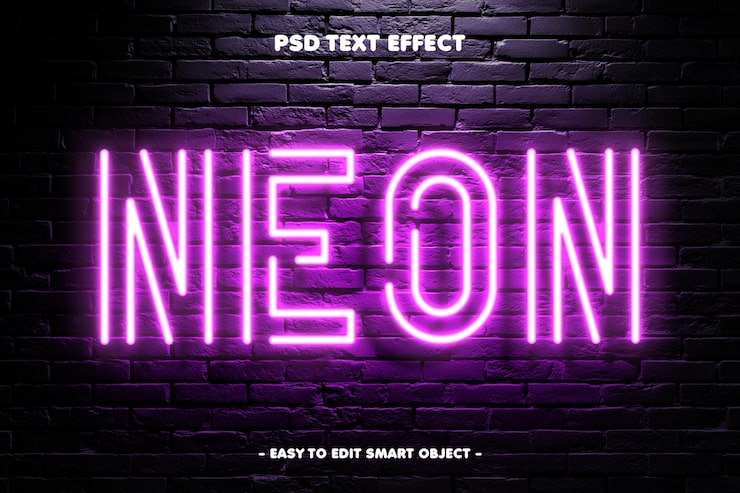 PSD Gratis efek teks yang dapat diedit neon