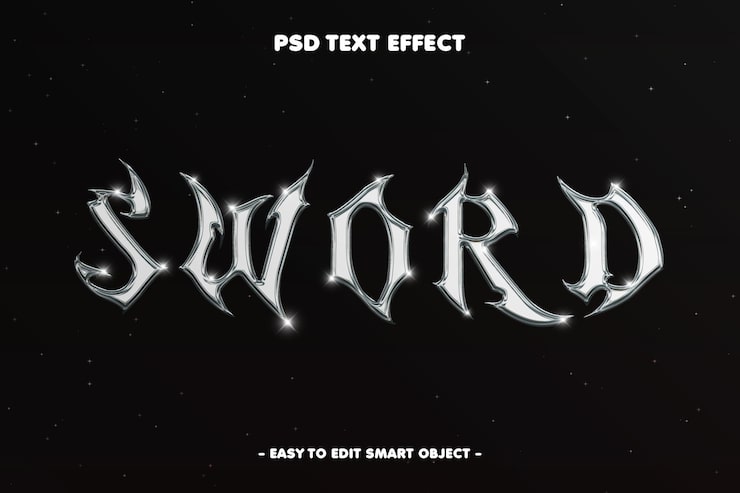 PSD Gratis efek teks yang dapat diedit pedang