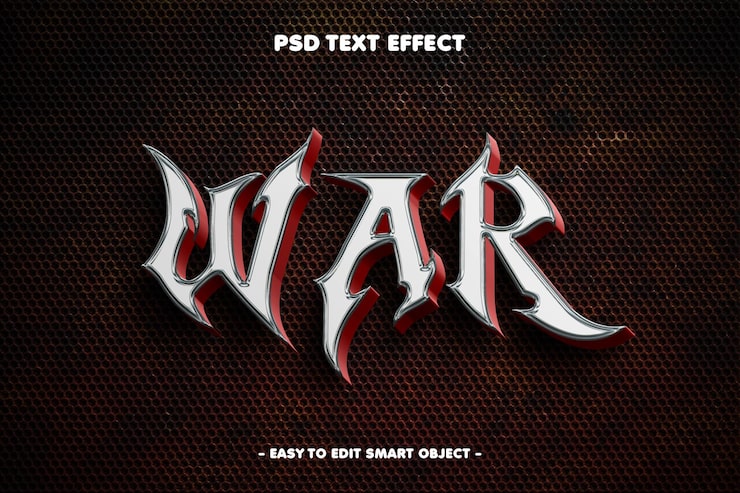 PSD Gratis efek teks yang dapat diedit war