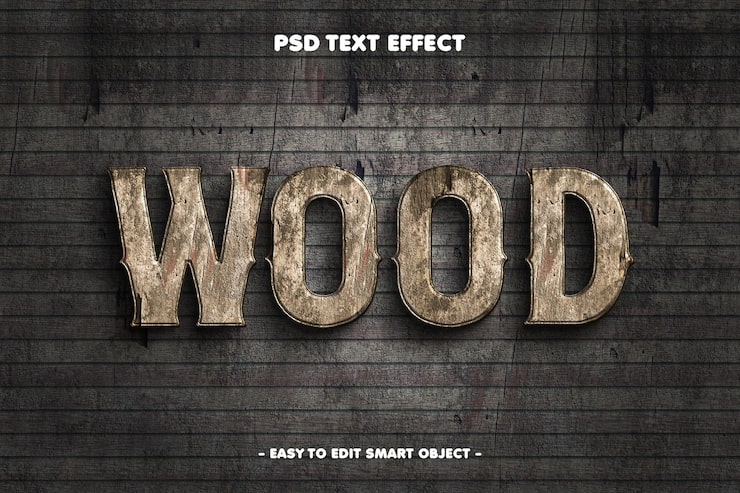 PSD gratuito effetto testo in legno