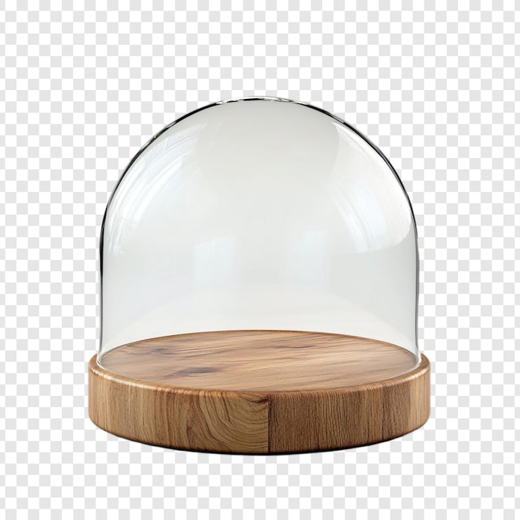 PSD gratuito elegante cúpula de vidrio con base de madera un escaparate de tesoros