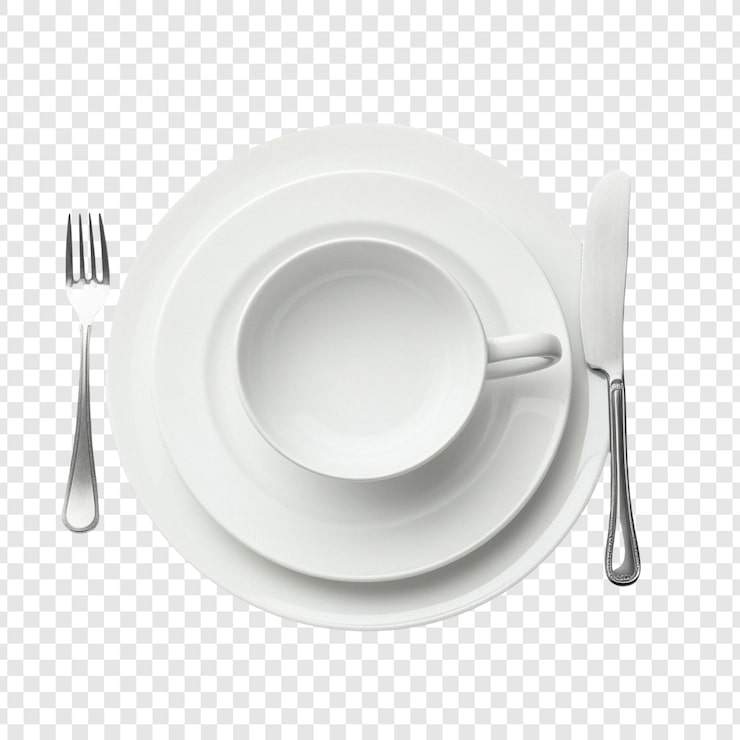 PSD gratuito elegante decoración de mesa de porcelana blanca decoración de mesa con cubiertos