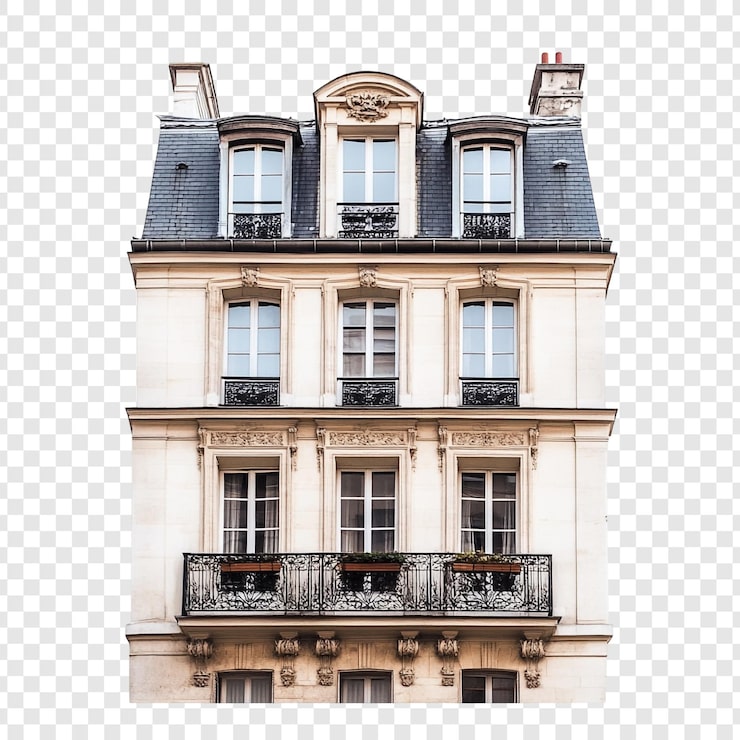 PSD gratuito elegante edificio de apartamentos parisiense