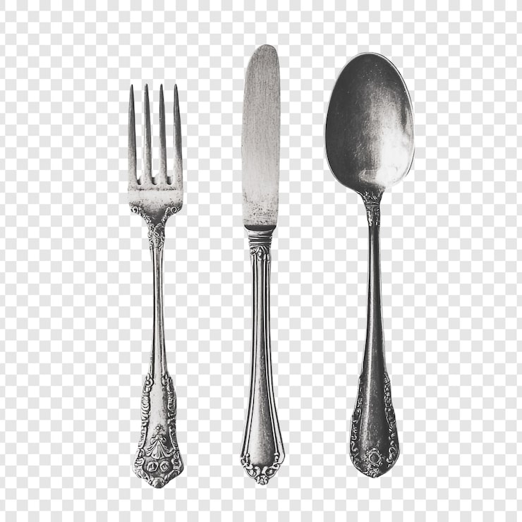 PSD gratuito elegante juego de cubiertos de época cuchillo y cuchara de tenedor