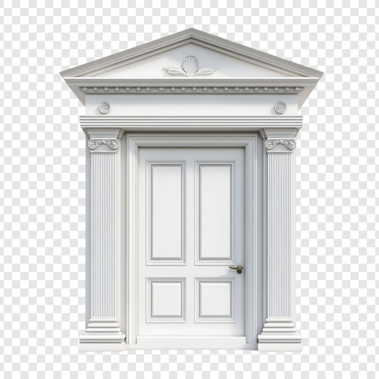 PSD gratuito elegante puerta blanca diseño clásico de columnas y frontón