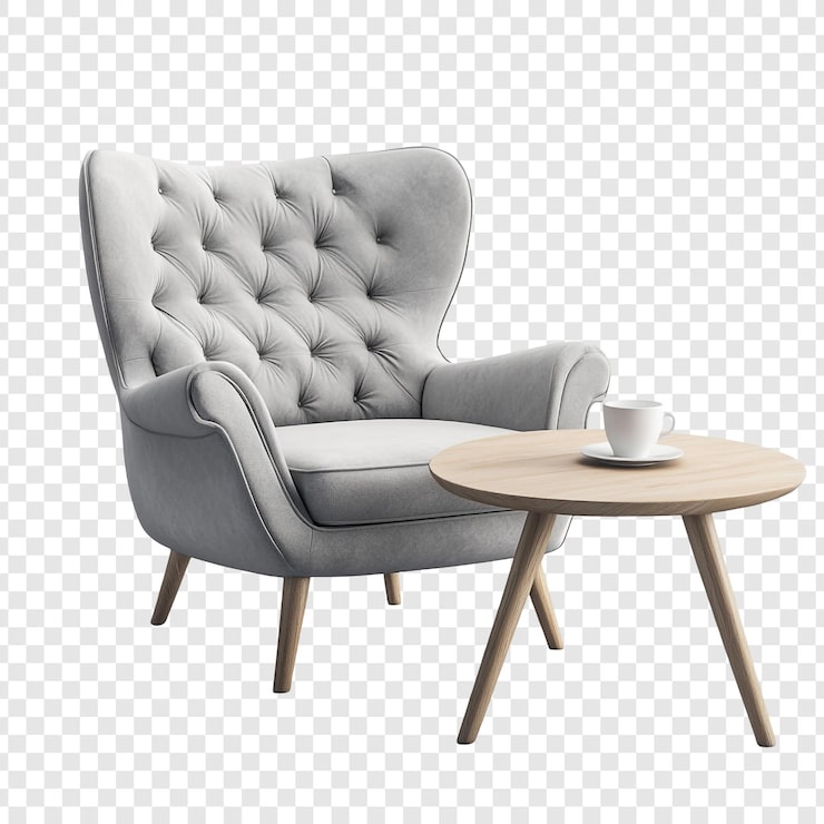 PSD gratuito elegante sillón y mesa de café confort y estilo modernos
