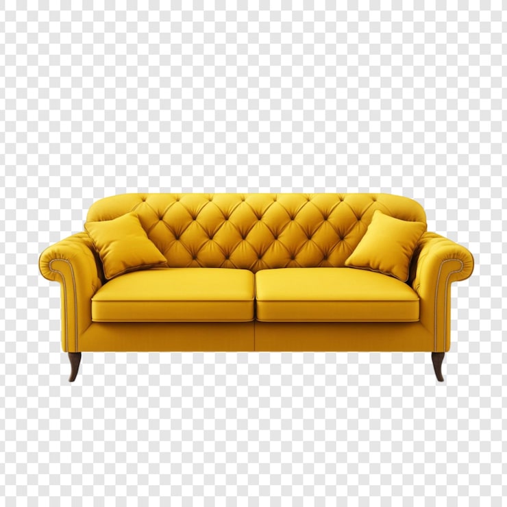 PSD gratuito elegante sofá amarillo de chesterfield un acento de lujo para las salas de estar modernas