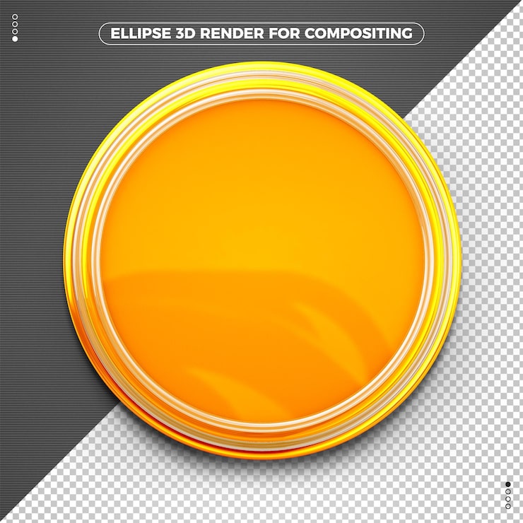 PSD gratuito elipse frontal 3d render amarillo para composición