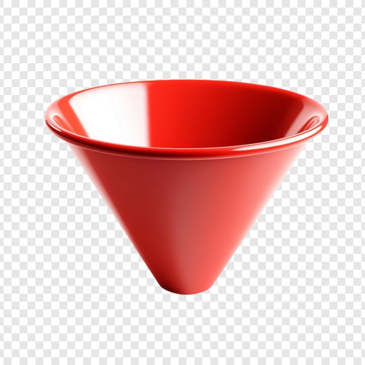 PSD gratuito embudo cónico rojo una representación en 3d de un embudo rojo brillante sobre un fondo transparente