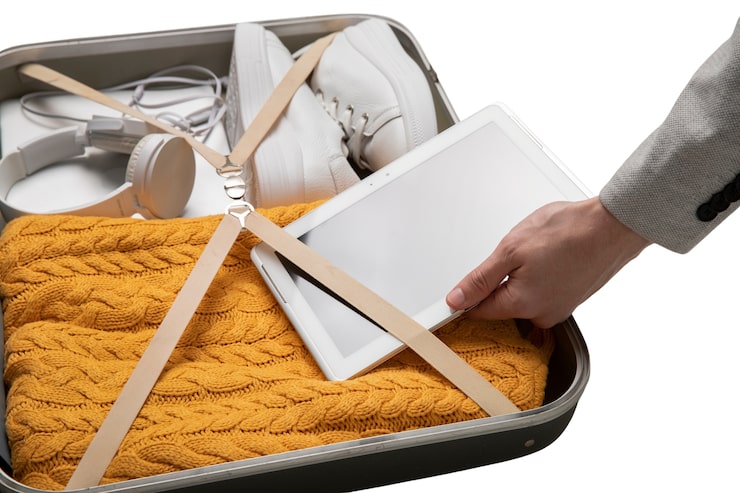 PSD gratuito equipaje preparado para viajar.
