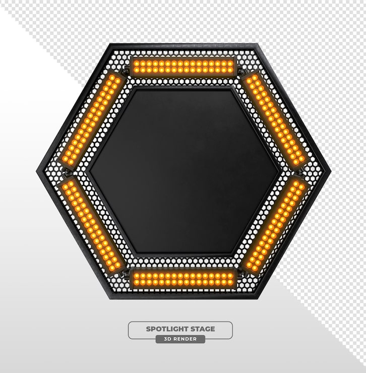 PSD gratuito escena de foco hexagonal con luces led