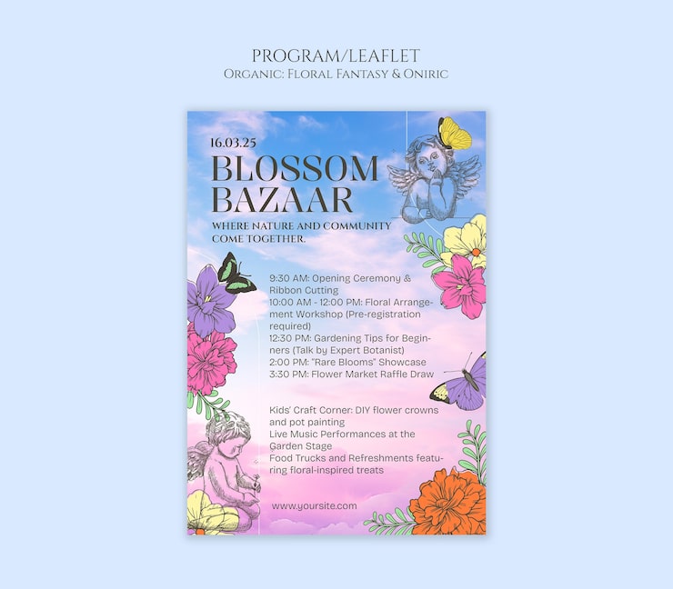 PSD gratuito fantasía floral y plantilla onírica
