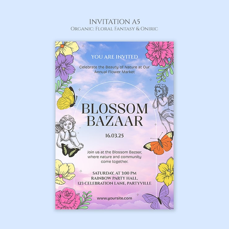 PSD gratuito fantasía floral y plantilla onírica