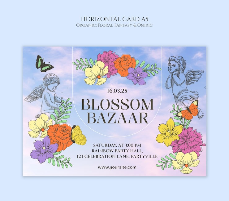 PSD gratuito fantasía floral y plantilla onírica