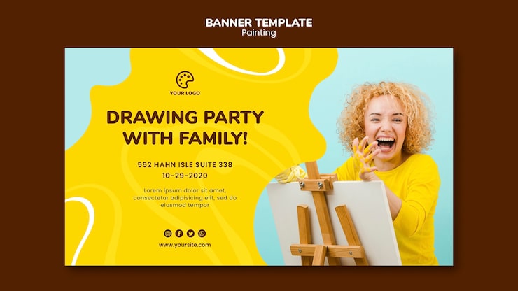 PSD gratuito fiesta de dibujo con plantilla familiar