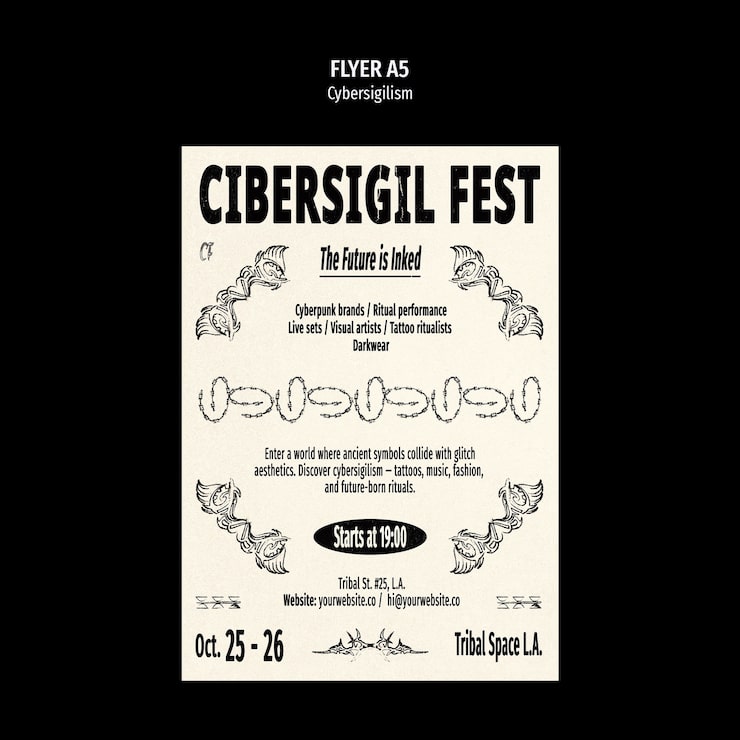 PSD Gratis flyer festival cybersigil