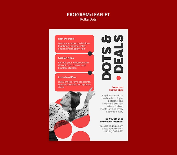 PSD gratuito folleto de lunares: ofertas y hallazgos de moda
