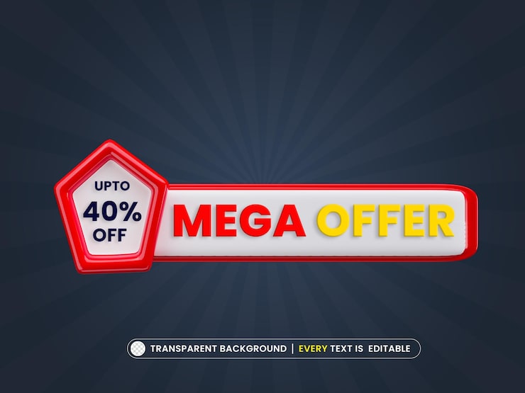 PSD gratuito fondo de banner de mega venta con efecto de texto editable