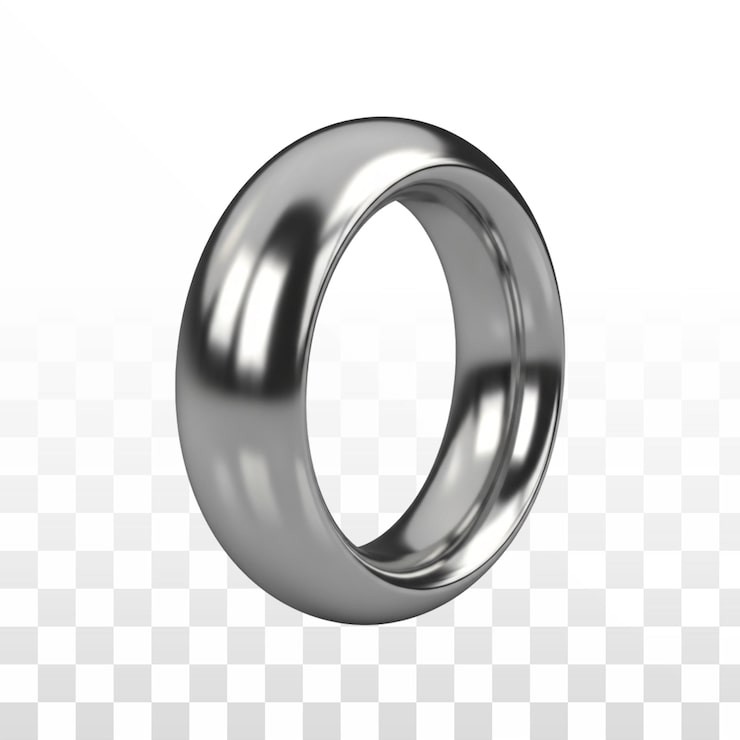 PSD gratuito forma de anillo metálico plateado 3d moderno sobre un fondo transparente.