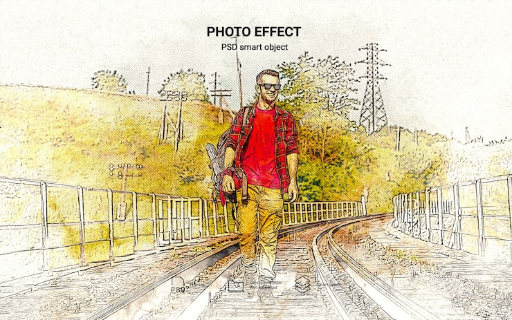 Gratis PSD foto-effect van een stedelijke schets