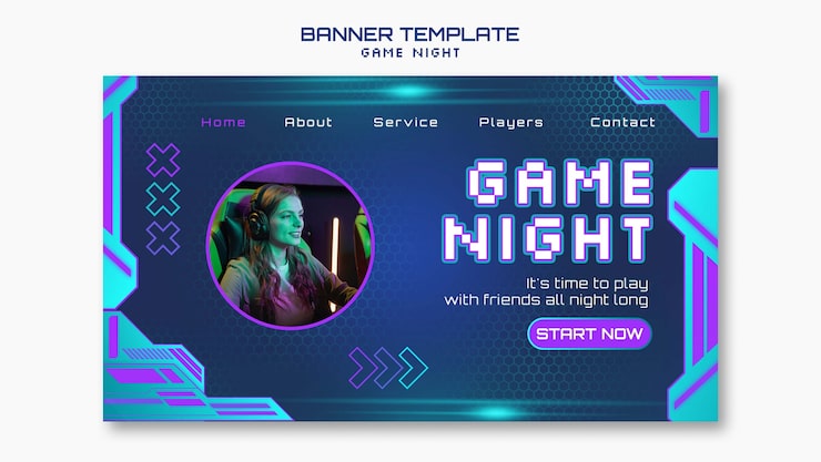 Gratis PSD game night sjabloonontwerp