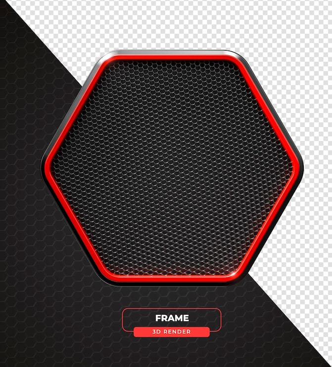 PSD gratuito gráfico hexagonal estilizado con contorno rojo en representación 3d con fondo transparente